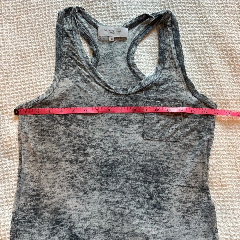 Alexander Wang Heather Grey Feathered Racerback Tank Top size medium women’s - Picture 5 of 7